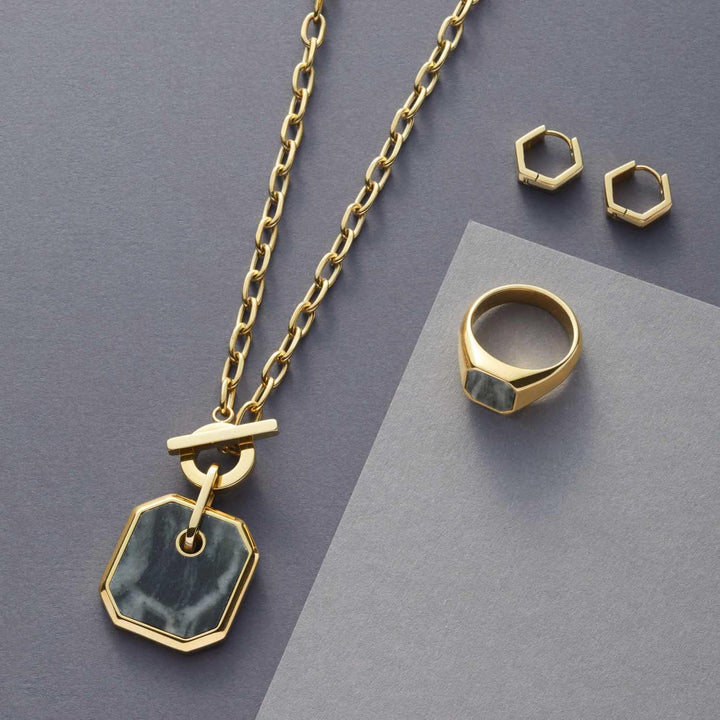 JEWELS BY LEONARDO Lira Halskette aus Edelstahl 1 Stück, goldfarbene Glieder-Kette mit Knebelverschl