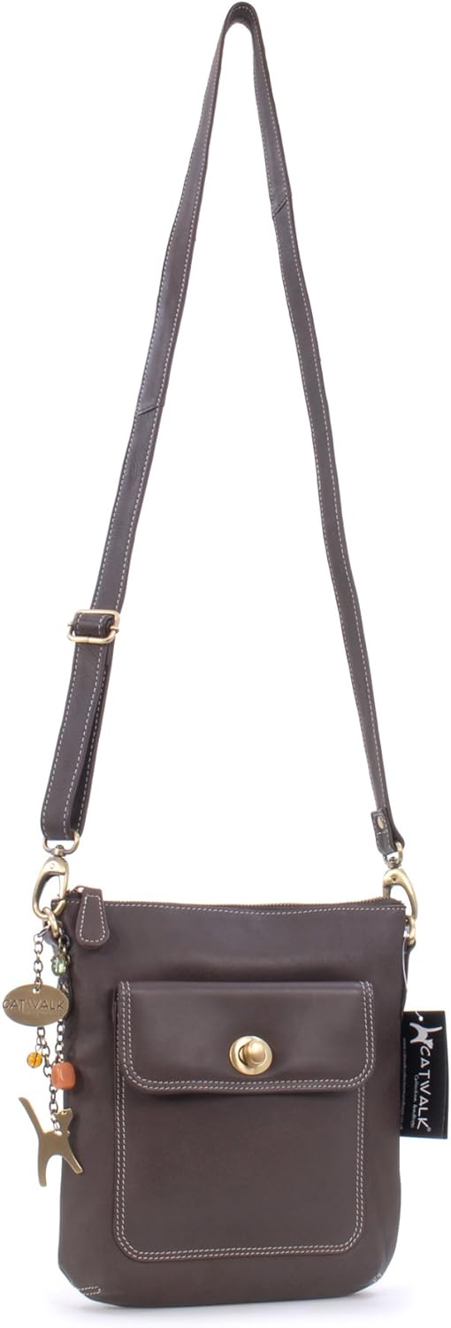 Catwalk Collection Handbags - Damen Leder Umhängetasche - Crossbody Bag/Handtasche Klein - Verstellb