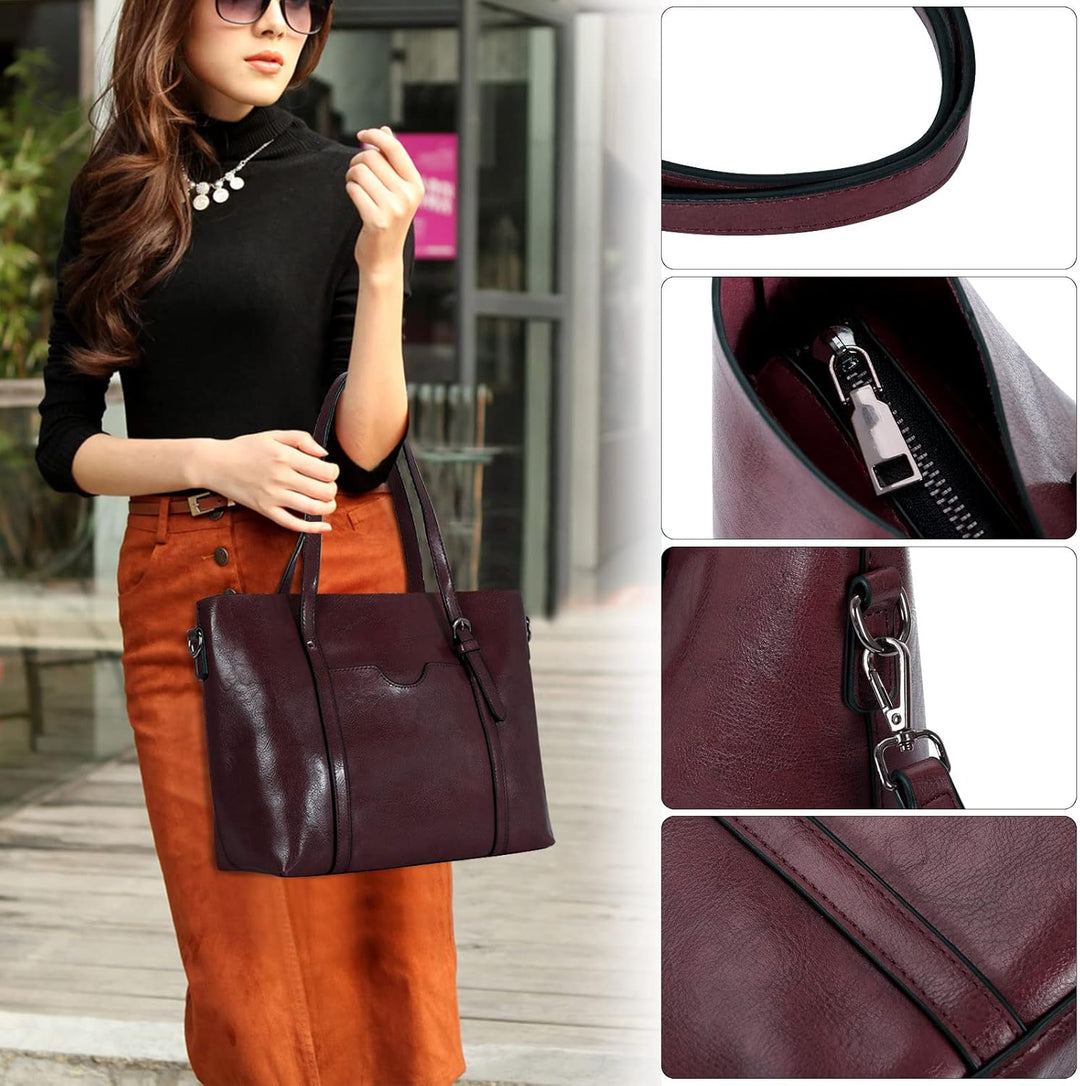HAWEE Damen Crossbody Handtasche Grosse Shopper Umhängetasche Kunstleder Tote Schultertasche Mode He