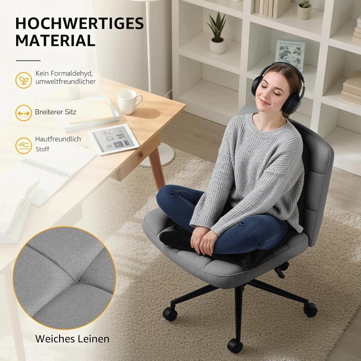 Clevich Bürostuhl Ohne Armlehne, Breiter Schneidersitz Stuhl für Schneidersitz Ergonomischer Höhenve