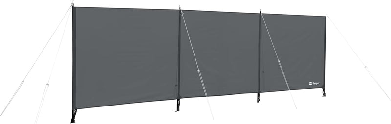 BERGER Windschutz Ventana 460 x 130 cm - Sichtschutz für Strand, Camping und Garten in Grau-Schwarz