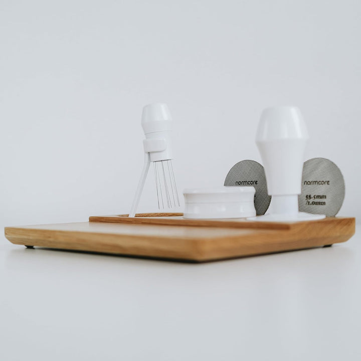 Normcore Tampermatte aus Eichen Holz - Tamping Matte aus Eichen Holz - Tamperstation 58mm 54mm - Kaf