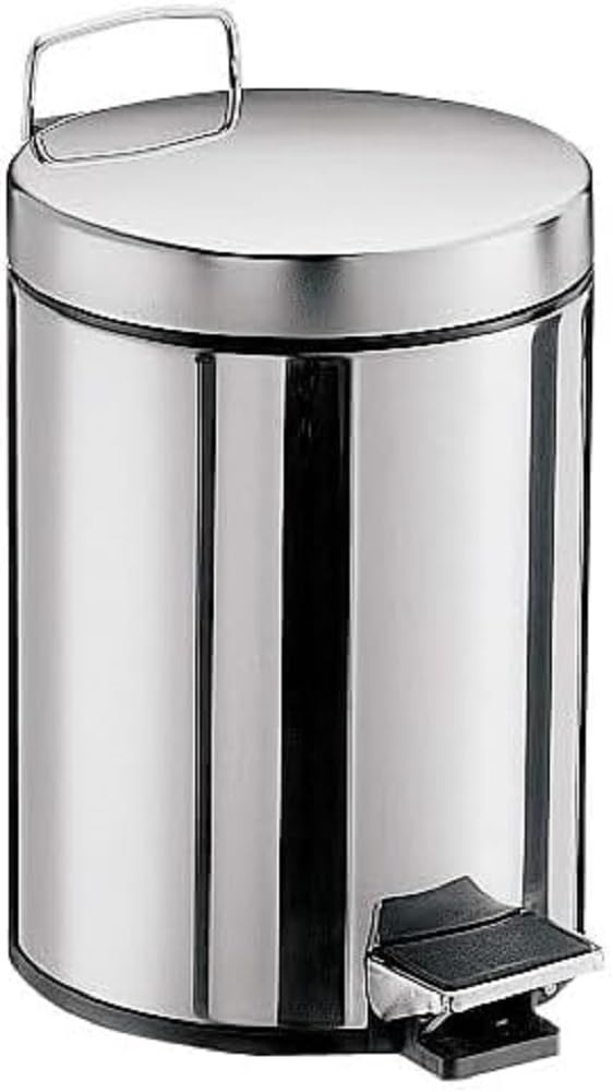 Emco System 2 Kosmetikeimer, Inhalt 5 Liter, rund, Edelstahl, Treteimer mit Deckel, Abfallbehälter –