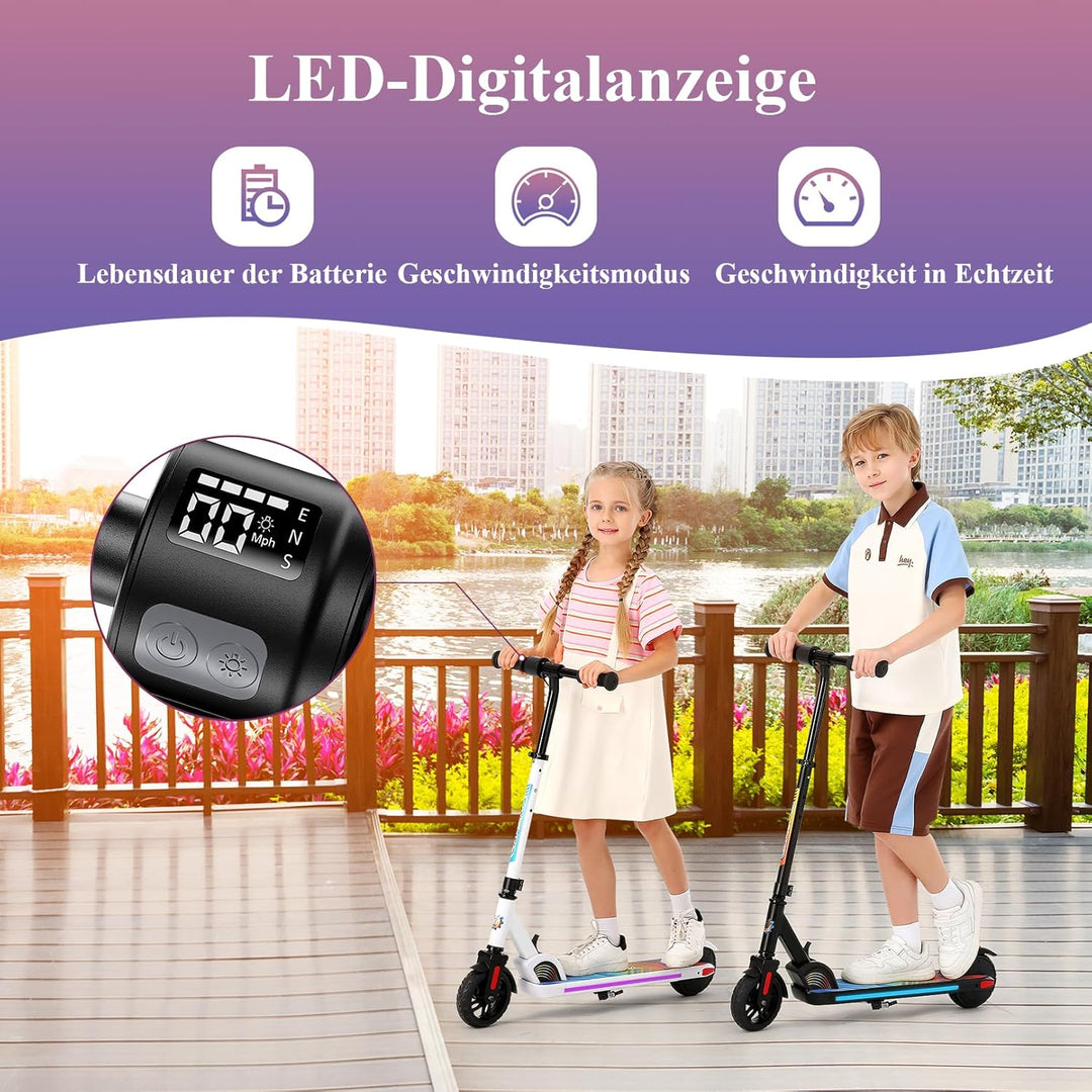 Caroma Elektroroller für Kinder von 8-12 Jahren, 180W Motor, 16 km/h, 60 min Fahrzeit, Einstellbare