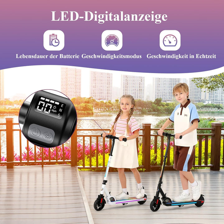 Caroma Elektroroller für Kinder von 8-12 Jahren, 180W Motor, 16 km/h, 60 min Fahrzeit, Einstellbare