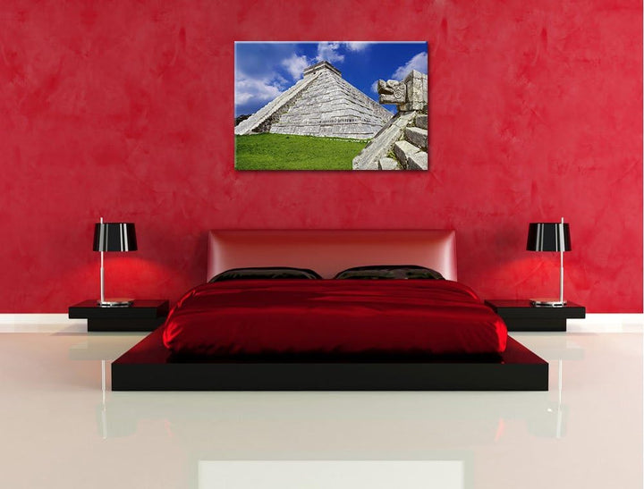 Schöner Maya Tempel in Mexiko Format: 100x70 auf Leinwand, XXL riesige Bilder fertig gerahmt mit Kei