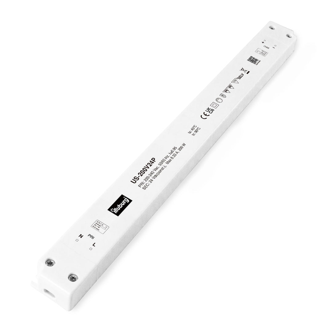 illuburg LED Trafo 24V 200W Slim Flackerfrei Geräuschlos für G4 GU5,3 LED Streifen Möbel Verdeckte M
