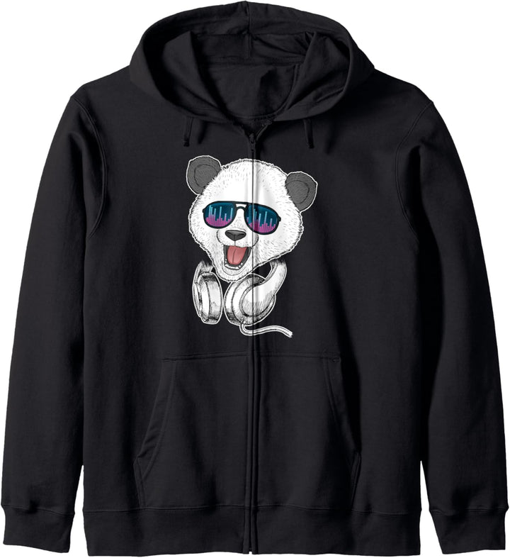 Panda mit Equalizer Brille Party Panda Kapuzenjacke
