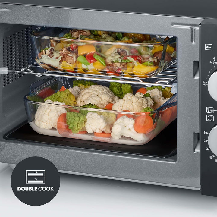 SEVERIN 2-in-1 Mikrowelle mit Keramikboden und Grill, Mikrowellengerät zum Auftauen und Erhitzen, Mi