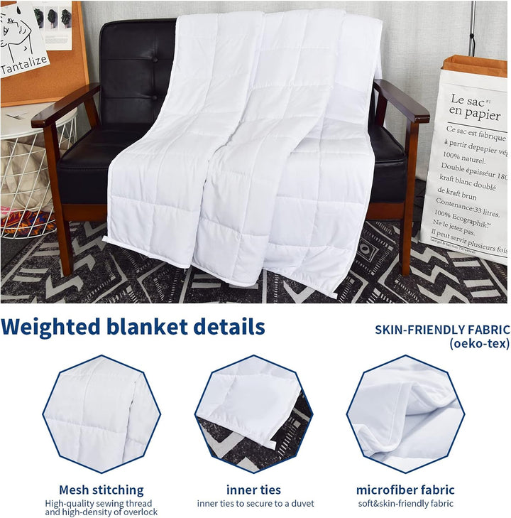 Gewichtete Decke, 6,8 kg, Doppelbettgrösse, weiss, 121,9 x 182,9 cm, gewichtete Decken für Erwachsen