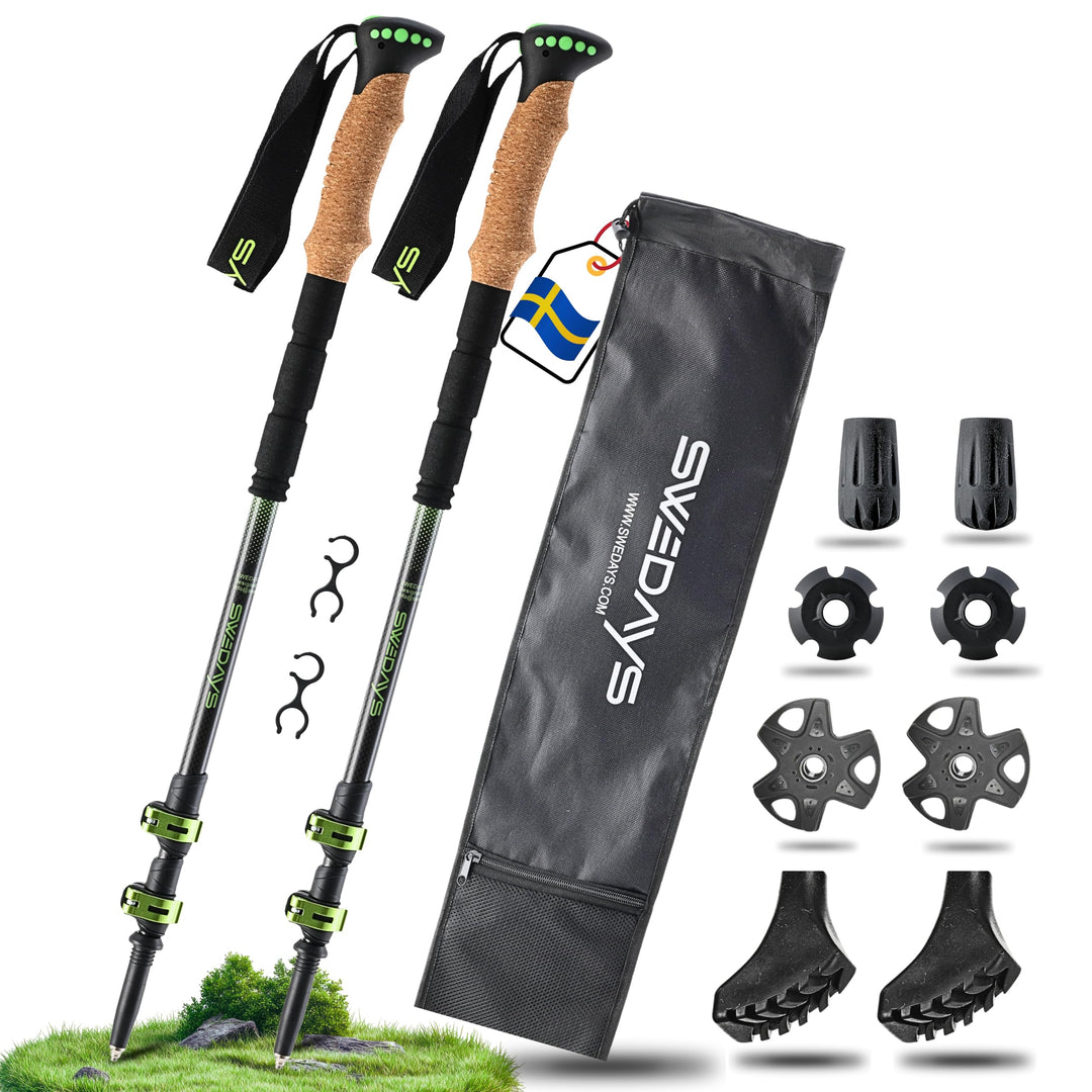 Wanderstöcke Teleskop aus Carbon & Aluminium - Nordic Walking Stöcke mit Korkgriff für Damen & Herre