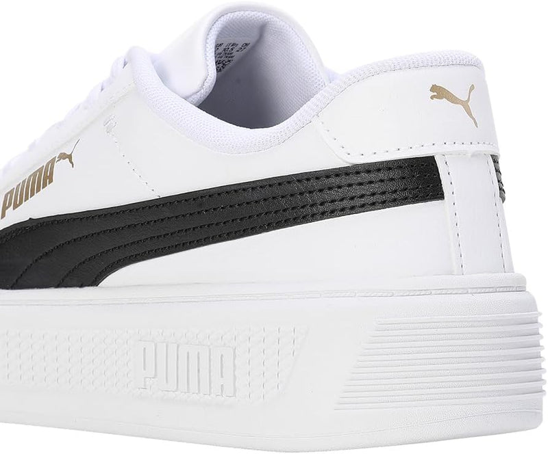 PUMA Damen Smash Platform V3 Sneaker 41 EU Puma White Puma Black Puma Gold, 41 EU Puma White Puma Bl