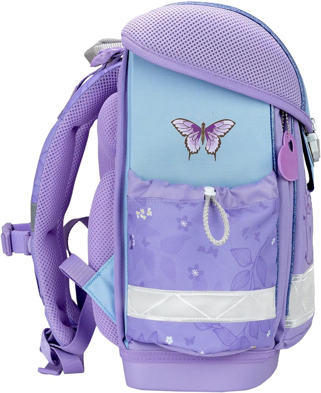 Belmil Classy Schulranzen Set 4 - teilig (403-13/AG/S) M Purple Blue Butterfly, M Purple Blue Butter