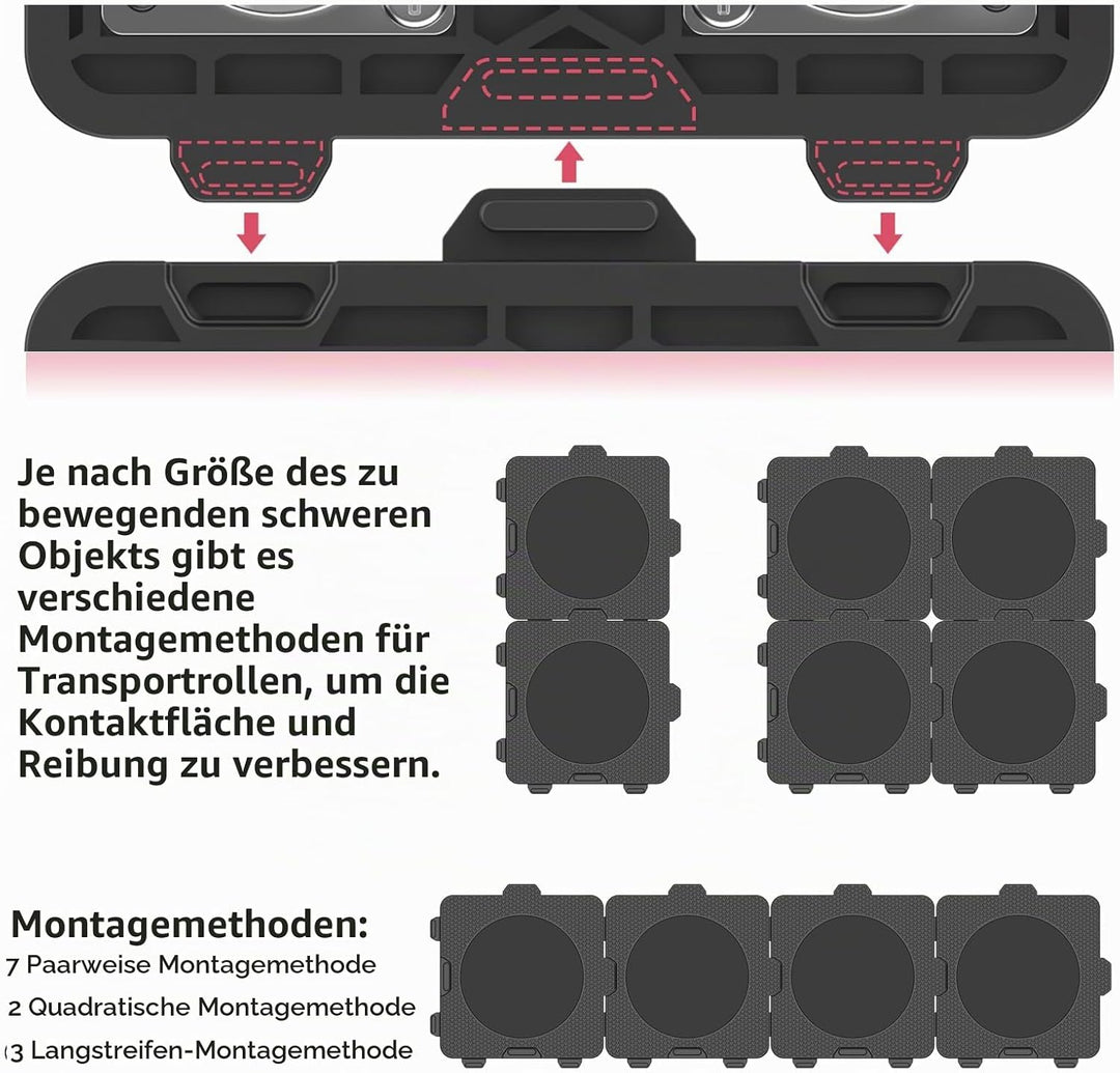 ONEON 4 Pack Möbelroller Schonende Transportrollen aus TPE, 360 Grad drehbar Möbel Transportroller,