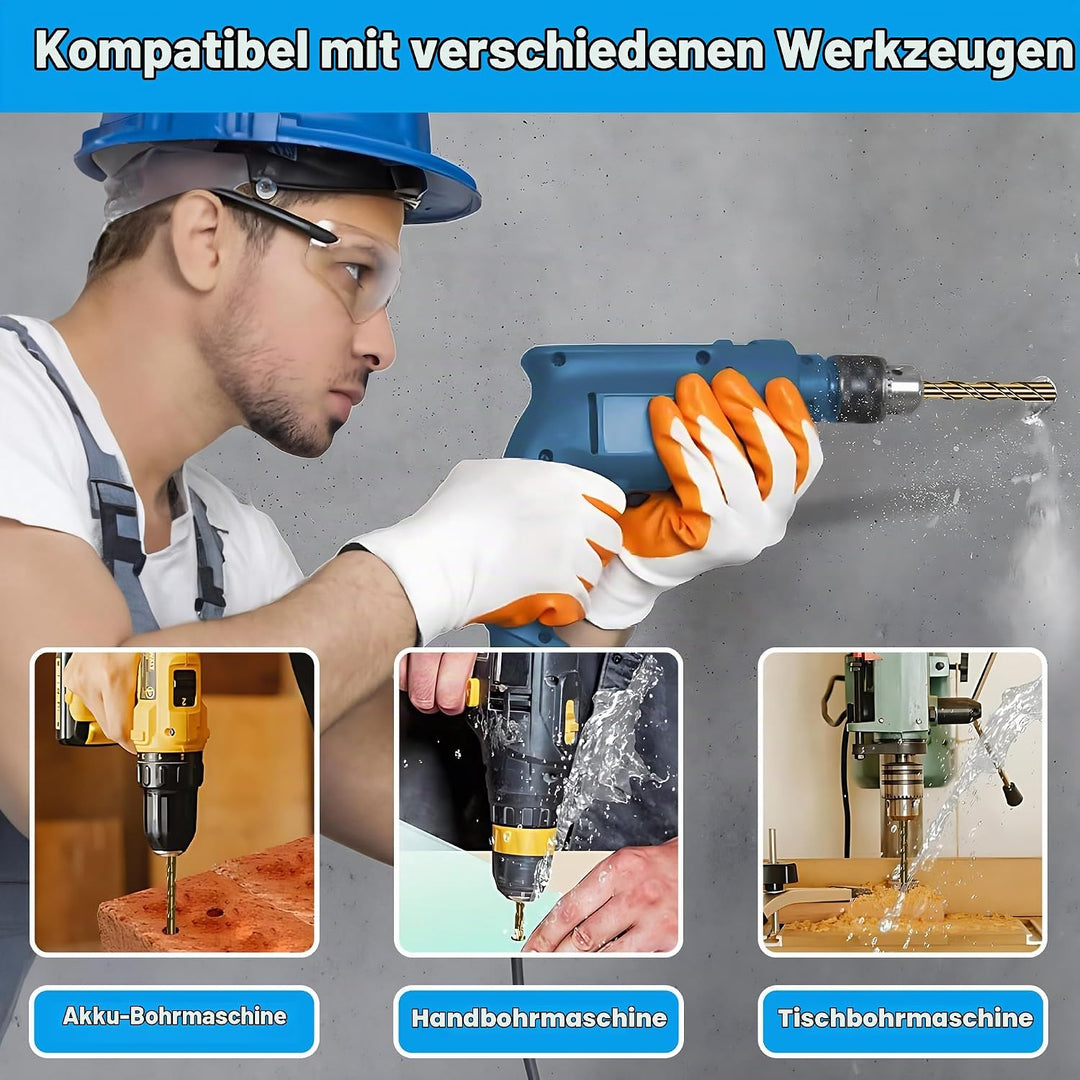 Fliesenbohrer Set 12 tlg, Glasbohrer Set Ø 3-12 mm, Universalbohrer Keramikbohrer mit Sechskantschaf