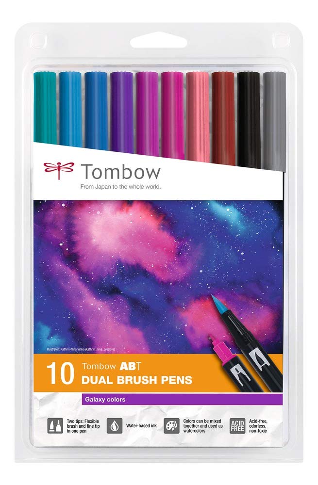 Tombow ABT Dual Brush Pen, Galaxy Colors, Stift mit zwei Spitzen, perfekt fürs Hand-Lettering und Bu
