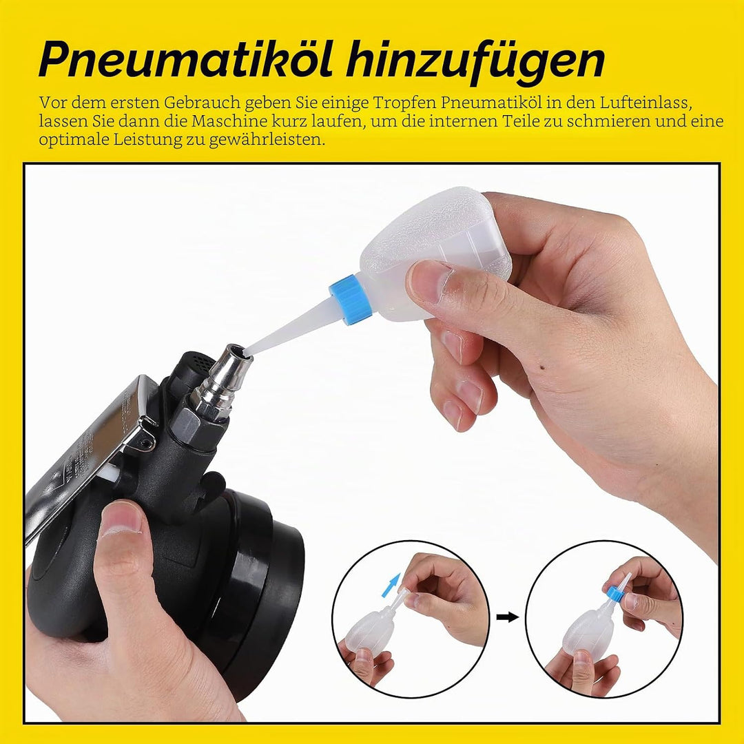 Druckluft Exzenterschleifer 75mm, Leerlaufdrehzahl 12000RPM, Exzenterhub 5 mm, Mini Druckluftschleif