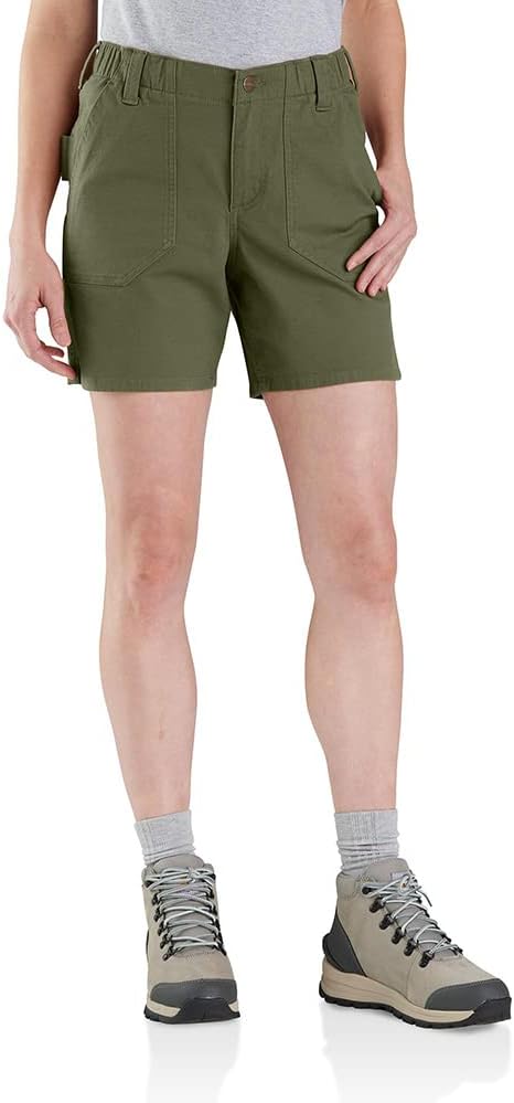 Carhartt Damen Shorts Rugged Flex Relaxed Fit Canvas Work Short 16 Basil, 16 Basil