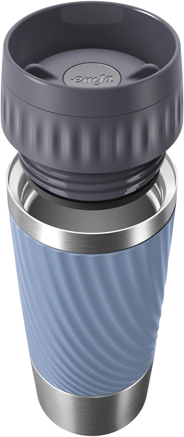 Emsa Travel Mug Easy Twist Edelstahl-Isolierbecher, 360 ml, Spülmaschinenfest, Einfaches Öffnen & Sc