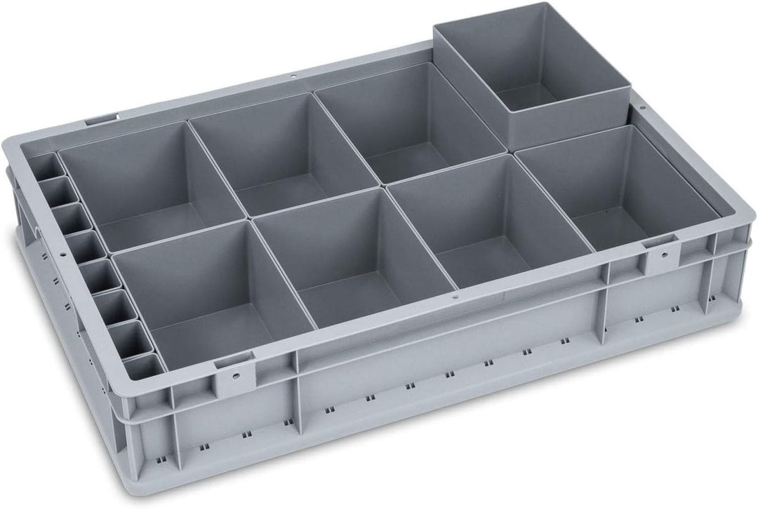 aidB NextGen Einsatzkasten Set "1/8 Unterteilung", 600 x 400 x 120 mm, ideal als Einsatz für Schubla