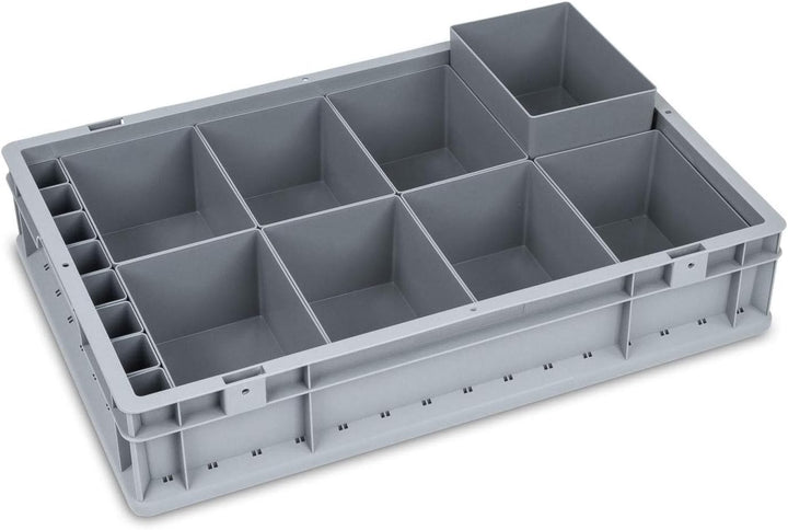 aidB NextGen Einsatzkasten Set "1/8 Unterteilung", 600 x 400 x 120 mm, ideal als Einsatz für Schubla