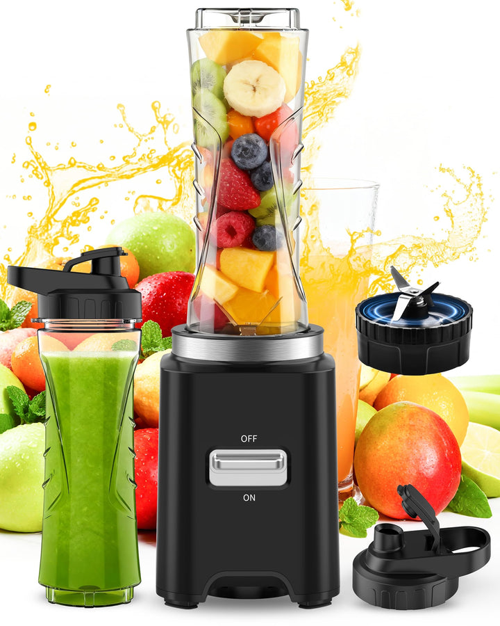 Mixer,Mini Smoothie Maker,500W Tragbarer Standmixer,Hochleistungsmixer mit 2 * 600ml Flaschen BPA Fr