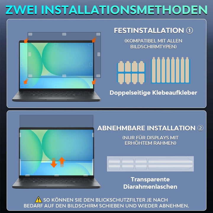 Sichtschutzfolie Laptop 13,3 Zoll 16:9, Anti Spy Blaulicht Blendfrei Blickschutzfolie, Abnehmbarer 1