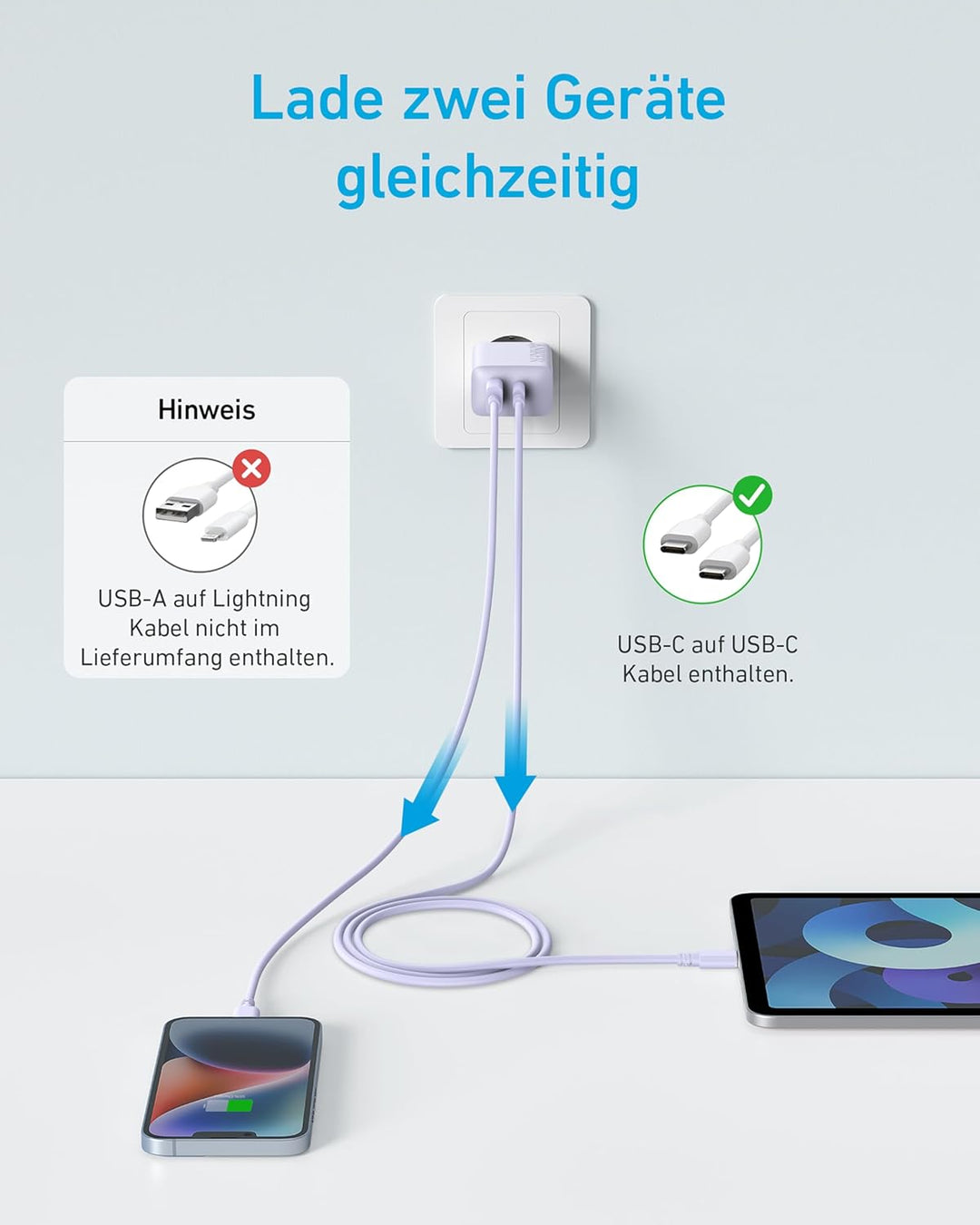 Anker 20W USB C Ladegerät, iPad Netzteil, USB-Schnellladenetzteil, iPad Ladegerät, Kompatibel mit iP