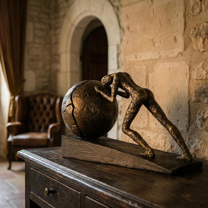 Casablanca - Skulptur Heavy Ball - Poly - Bronzefinish - Schwarzer Base - Höhe 21,5 cm - Länge 37 cm