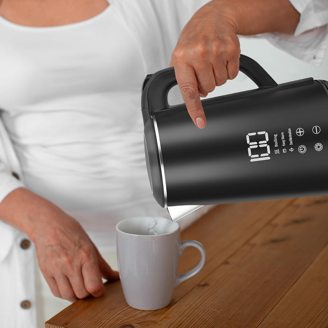 Retoo Elektrischer Wasserkocher 1,6L LED Beleuchtung 1500W Schnellaufheizung Edelstahl, BPA Frei, Te