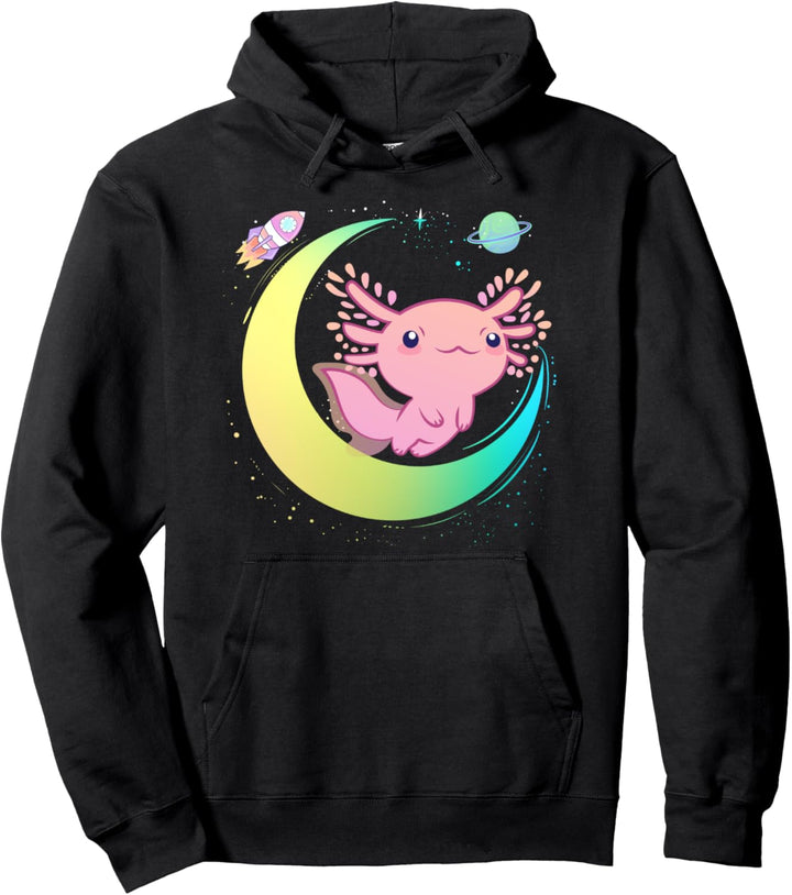 Axolotl Niedliches Baby - Magisch Süsses Tier Mond Pullover Hoodie
