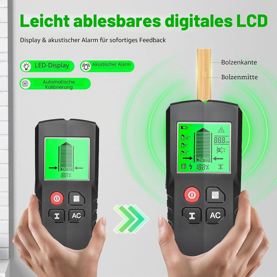 Leitungssuchgerät 5 in 1 Ortungsgerät mit Smart Chip &amp; HD-LCD, Kabelfinder Leitungsfinder für Stroml