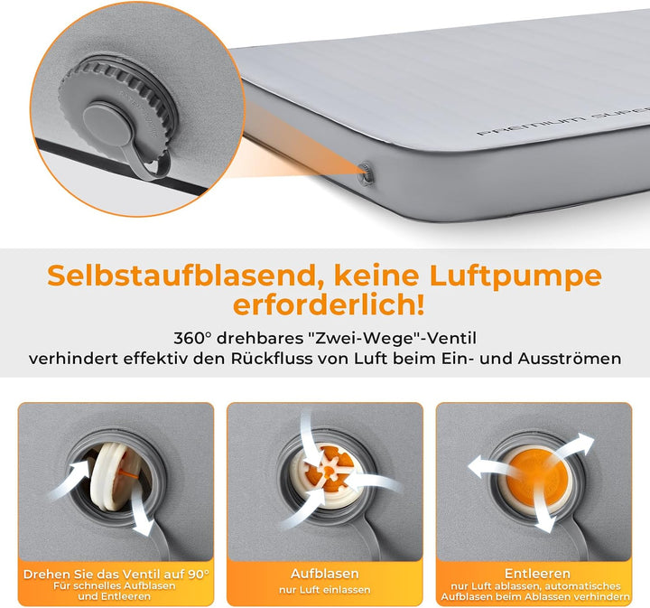 KingCamp Isomatte Camping Selbstaufblasbare Luftmatratze 3D-Konstruktion wasserdicht, leicht und rei