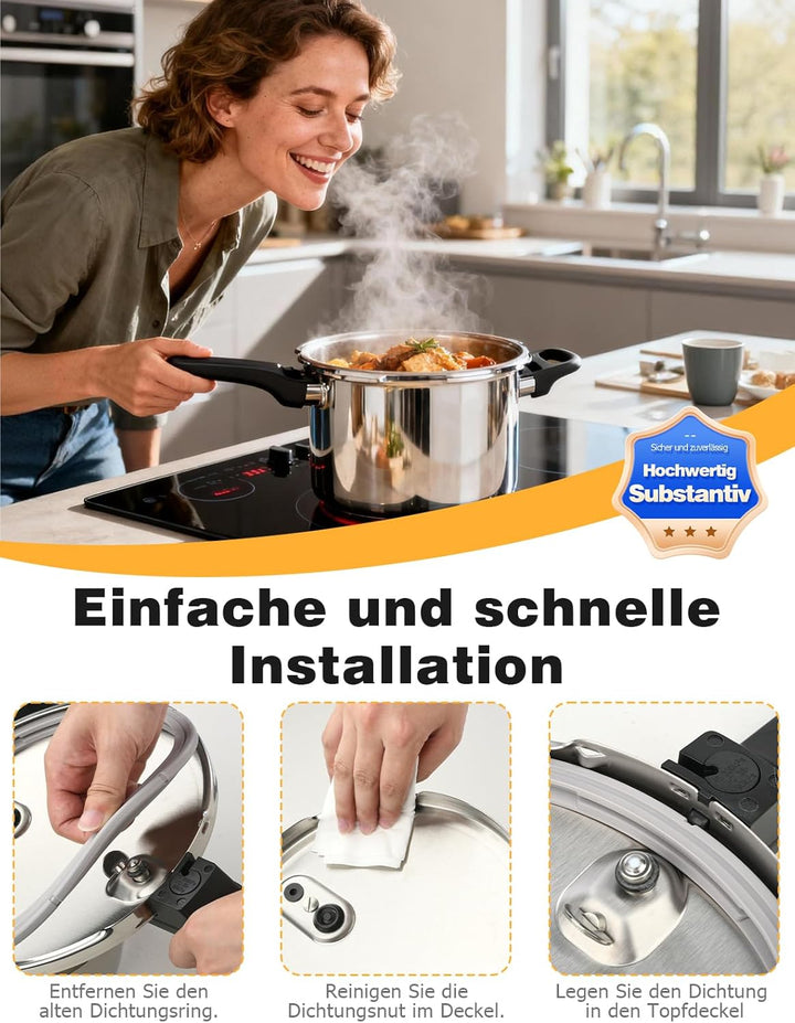 Mellbree 22cm Dichtungsring für Fissler, 2 Stück Schnellkochtopf Ersatzteile für Fissler Schnellkoch