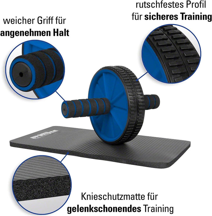 Fitness Set 4-TLG Push-Up Liegestütz Trainer Bauchtrainer Handtrainer Springseil Blau, Blau