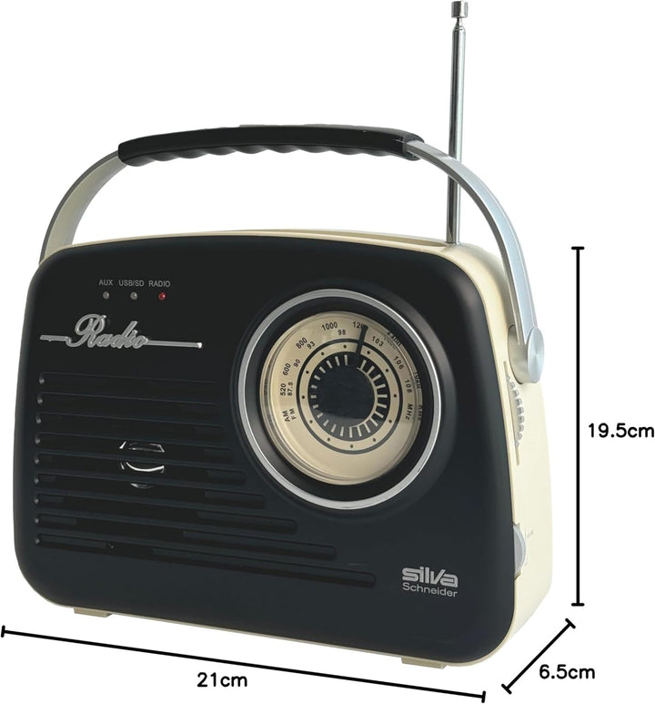 Silva-Schneider Mono 1965, Kofferradio, Netz- oder Batteriebetrieb, schwarz Schwarz Single, Schwarz