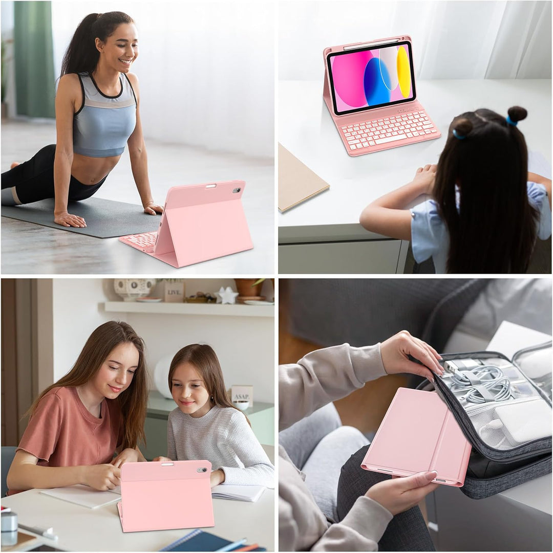 MMK Hülle mit Tastatur für iPad 10 Generation 2022(11/10.9 Zoll)/A16 11 Generation 2025, Abnehmbare