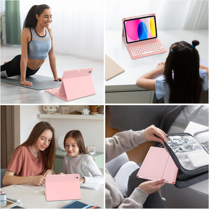 MMK Hülle mit Tastatur für iPad 10 Generation 2022(11/10.9 Zoll)/A16 11 Generation 2025, Abnehmbare