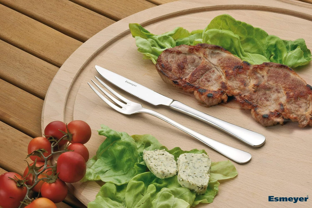 Esmeyer Steak-/PizzaBesteck-Set Sylvia 12-teilig, Edelstahl, Silber, 24.5 x 16.9 x 3.5 cm