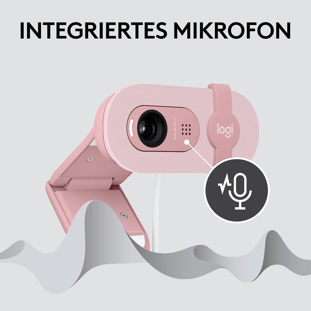 Logitech Brio 100 Full HD-Webcam für Meetings und Streaming, Auto-Lichtausgleich, integriertes Mikro