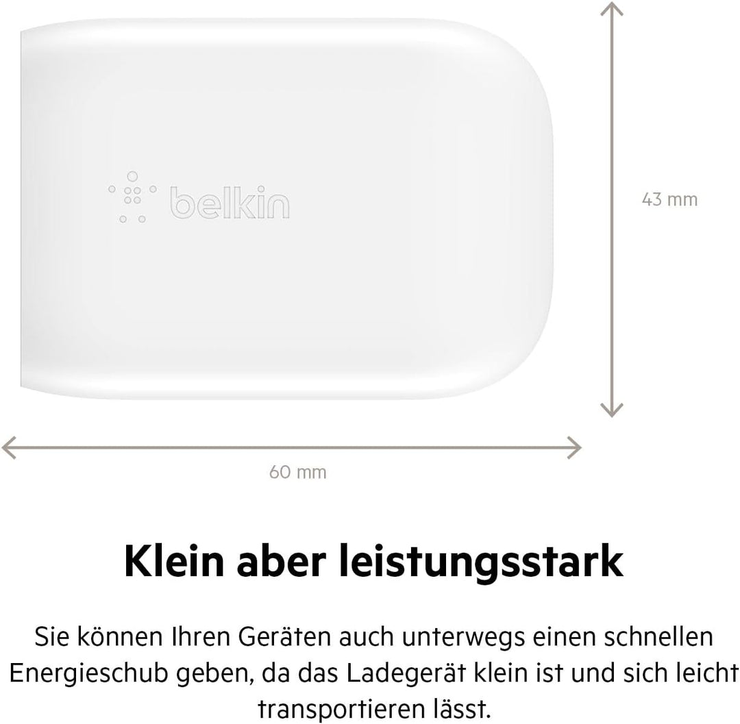 Belkin 30-W-USB-C-Ladegerät mit USB-C/Lightning-Kabel, PPS, PowerDelivery, USB-IF-zertifiziert PD 3.