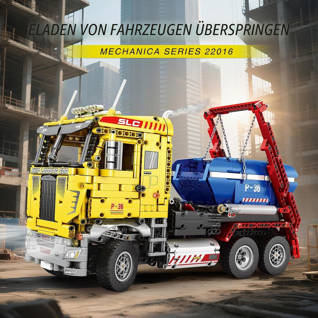 Reobrix Absetzkipper-Bausteinset 22016, RC-Kipplaster-Modellbausatz für Erwachsene, ferngesteuertes