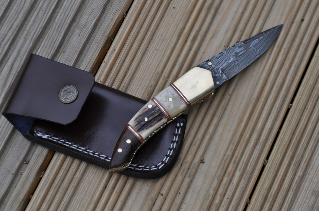 Perkin Knives Taschenmesser/Camping-Werkzeug, Damastklinge, handgemacht