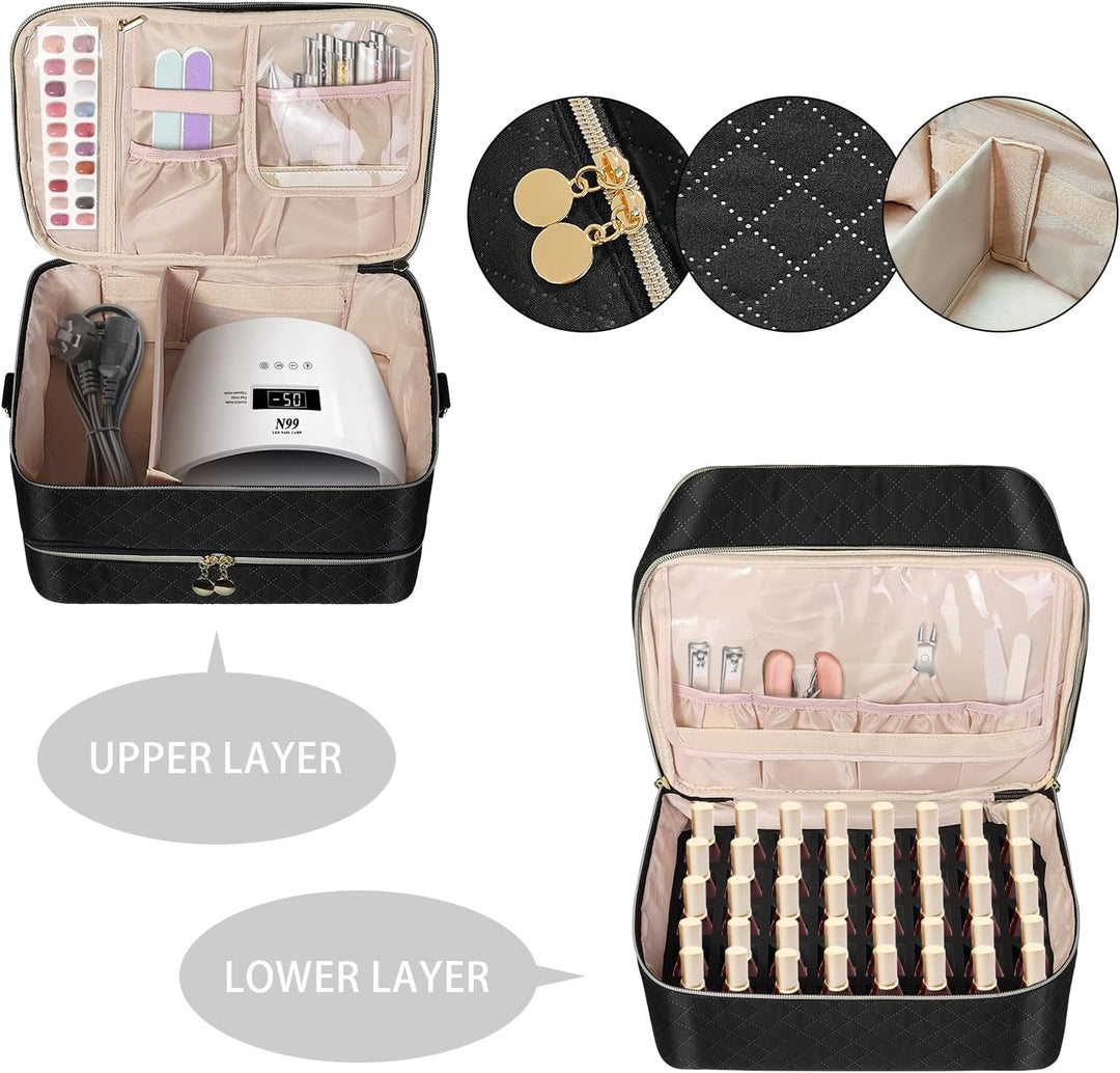 Bohemian Gross Nagellack Organizer Tasche, Doppelschicht Nagellack Aufbewahrungsbox, Nageldesign Org