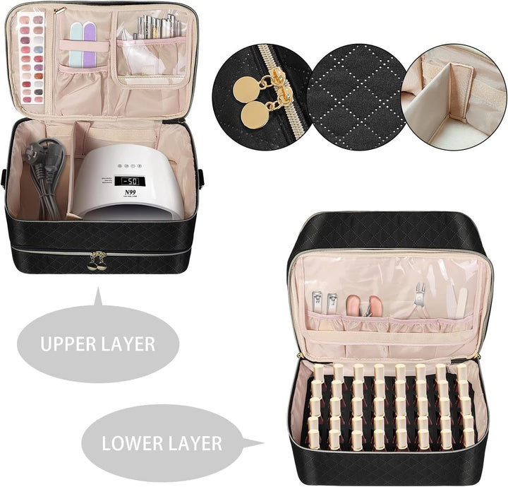 Bohemian Gross Nagellack Organizer Tasche, Doppelschicht Nagellack Aufbewahrungsbox, Nageldesign Org