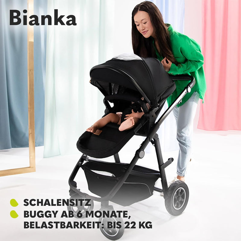 LIONELO BIANKA Kinderwagen 3 in 1 bis 22 kg Babywanne Autositz, Zusammenlegbar, Reise-System, Einste