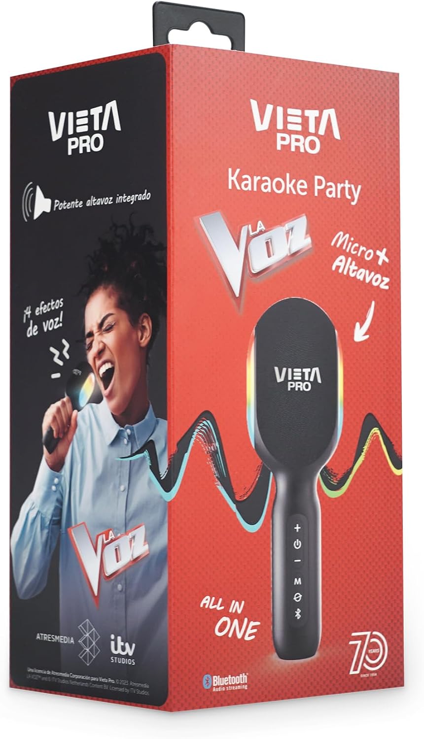 Vieta Pro Karaoke Party, Mikrofon mit Lautsprecher und True Wireless-Option, damit Sie Zwei Mikrofon