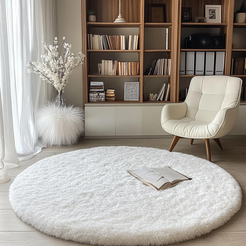 Rund Teppiche Hochflor Rund Teppich Wohnzimmer Langflor Teppiche für Wohnzimmer flauschig Shaggy Sch
