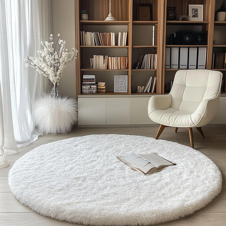 Rund Teppiche Hochflor Rund Teppich Wohnzimmer Langflor Teppiche für Wohnzimmer flauschig Shaggy Sch