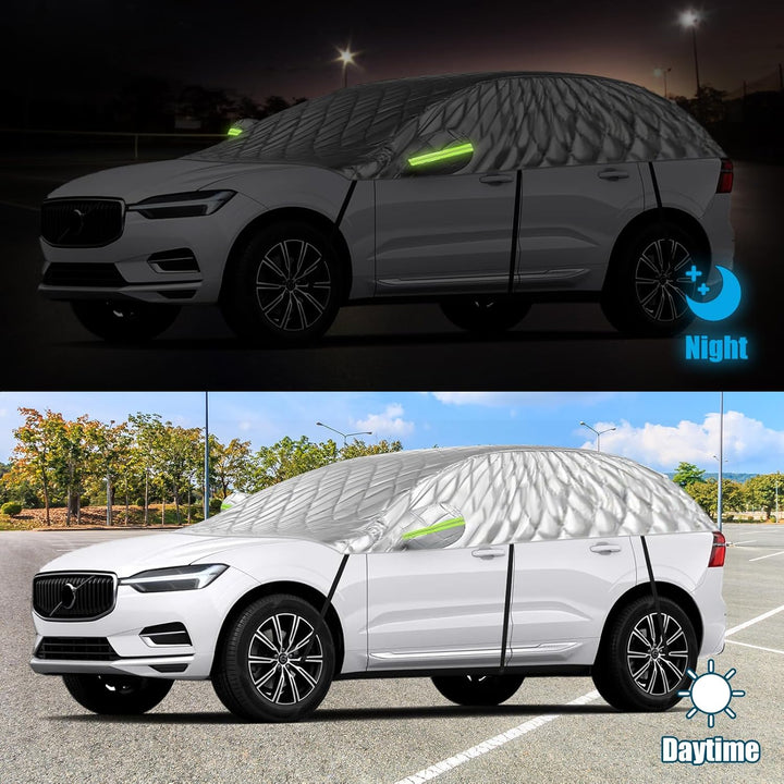 Halbgarage für Volvo XC60 2009-2025, Halbe Autoabdeckung Winter Sommer, Abdeckplane Auto Wasserdicht